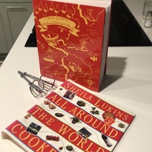 “ALL AROUND THE WORLD” EUC Cookbook W/Slip Cover by Female Author Sheila Lukins.